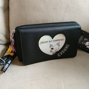 Sanrio Original Kuromi Black Heart Convertible Shoulder Wallet / Clutch
